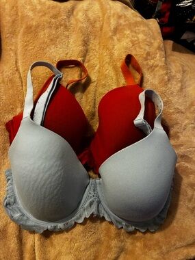 💰5/$10 No Boundaries Two-Pack Bra Set - blue and salmon rust color